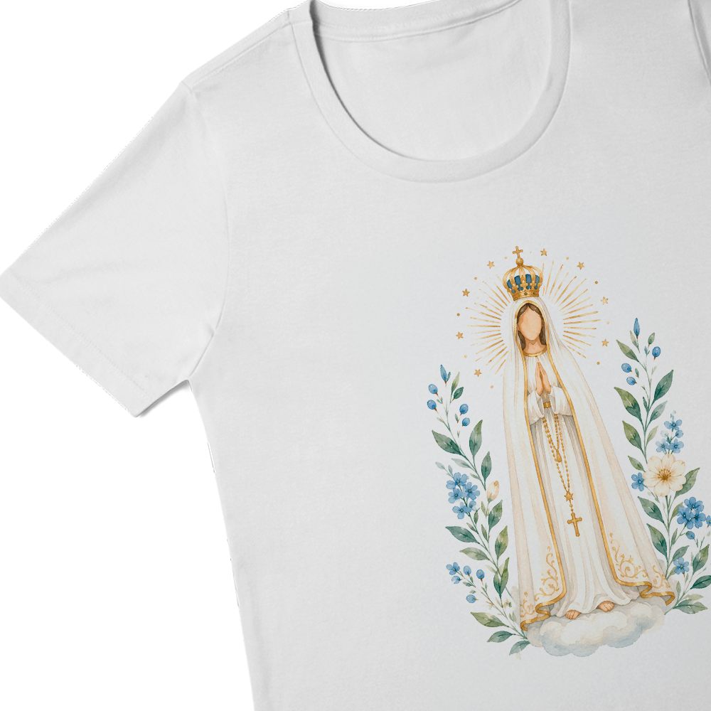 Baby Look Nossa Senhora de Fátima - Aquarela