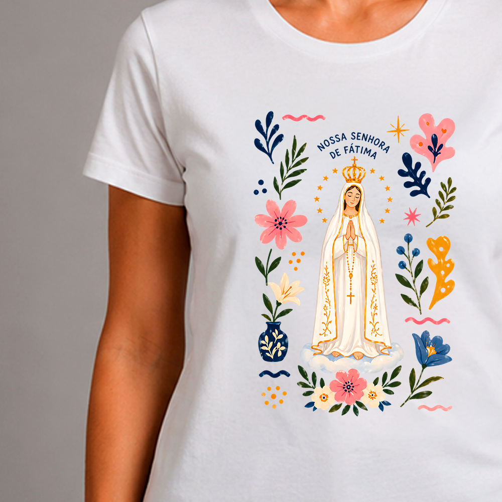 Baby Look - Nossa Senhora de Fátima Floral