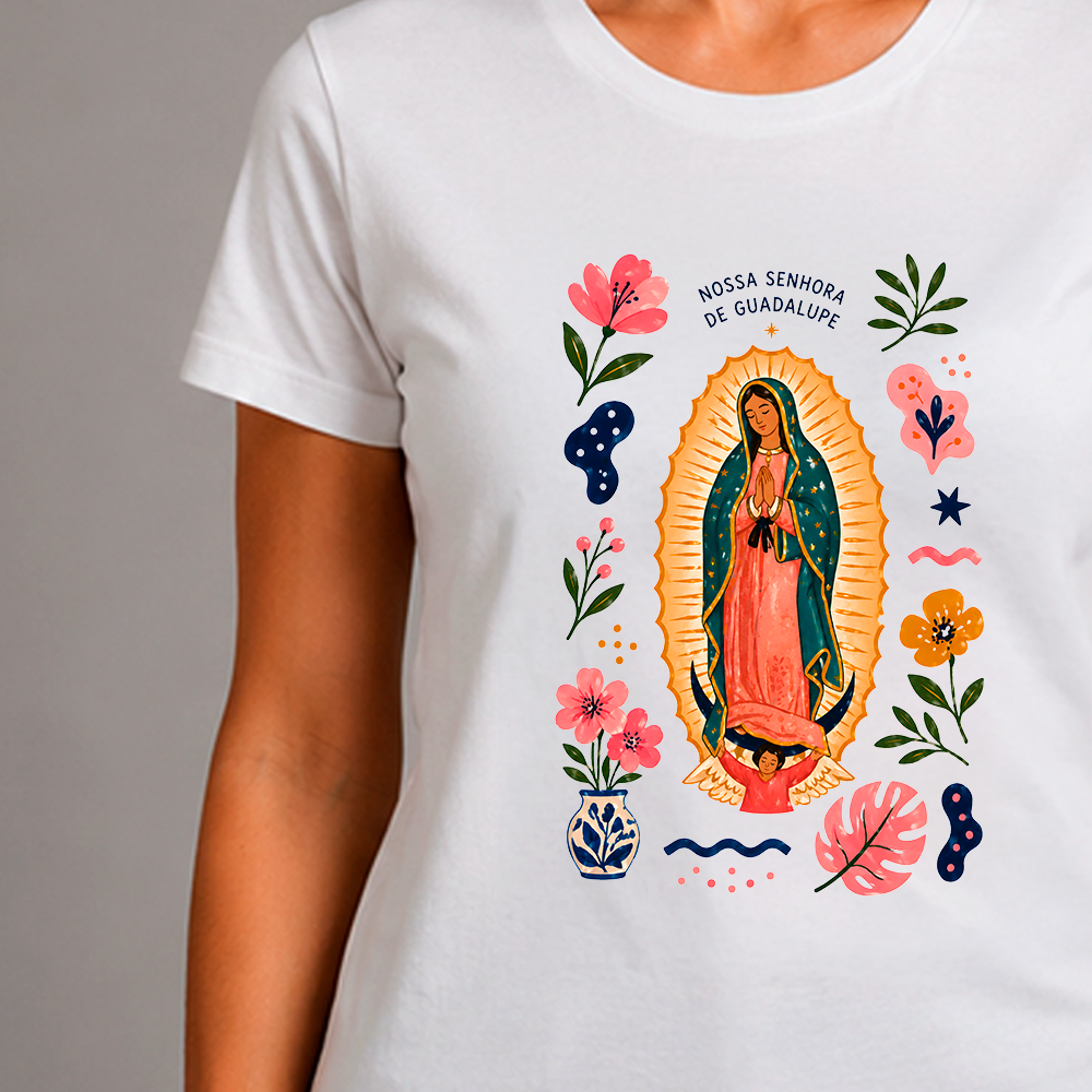 Baby Look - Nossa Senhora de Guadalupe Floral