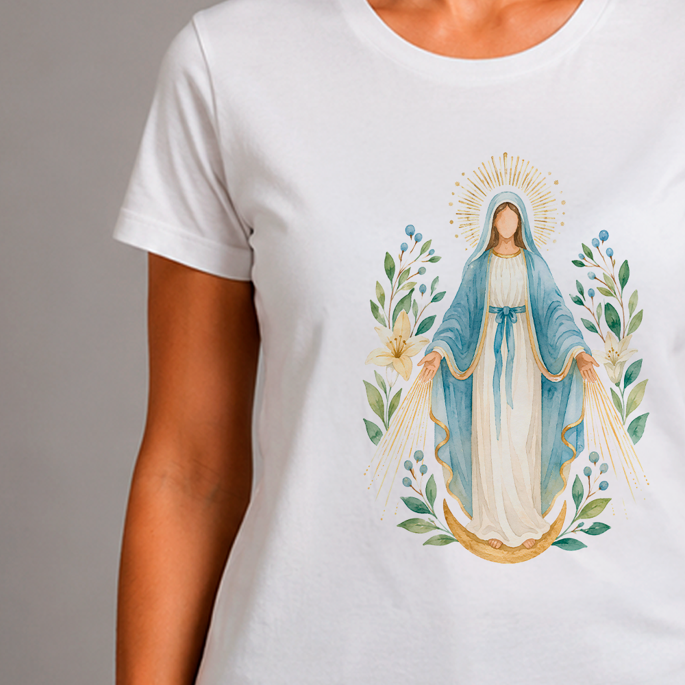 Baby Look Nossa Senhora das Graças - Aquarela